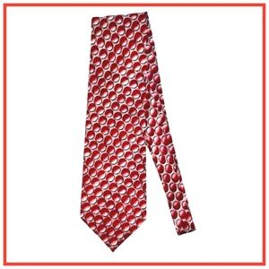 Tom James Men’s Silk Necktie. Red, Silver
